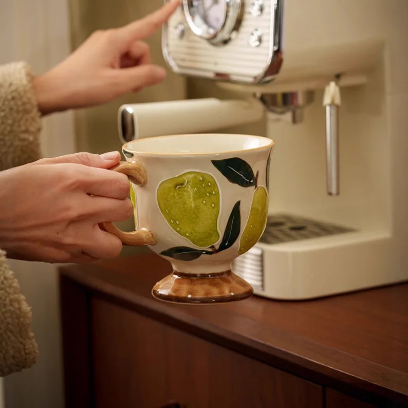 Retro Underglaze Color Goblets, Exquisite Hand-Painted Ceramic Cups, Creative Couple Mugs for Household Drinks